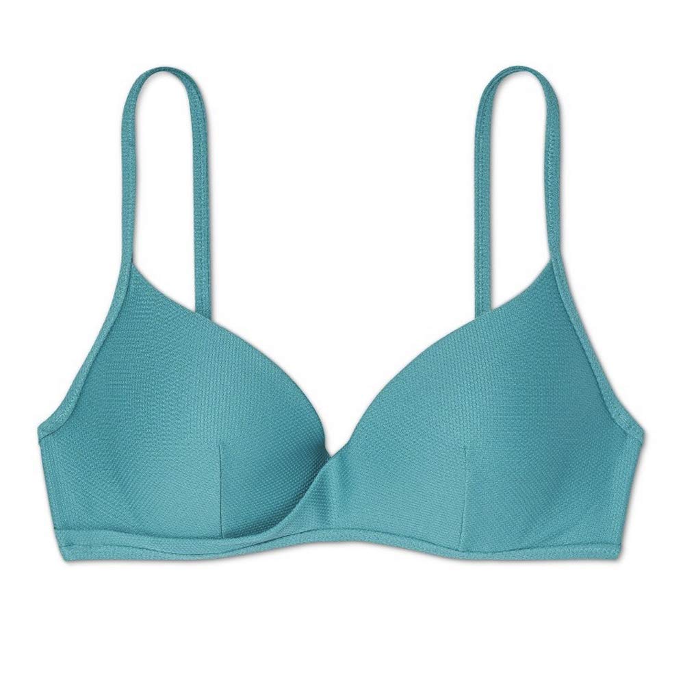 Shade & Shore Women's Lightly Lined Wrap Front Textured Bikini Top (Pool Blue)