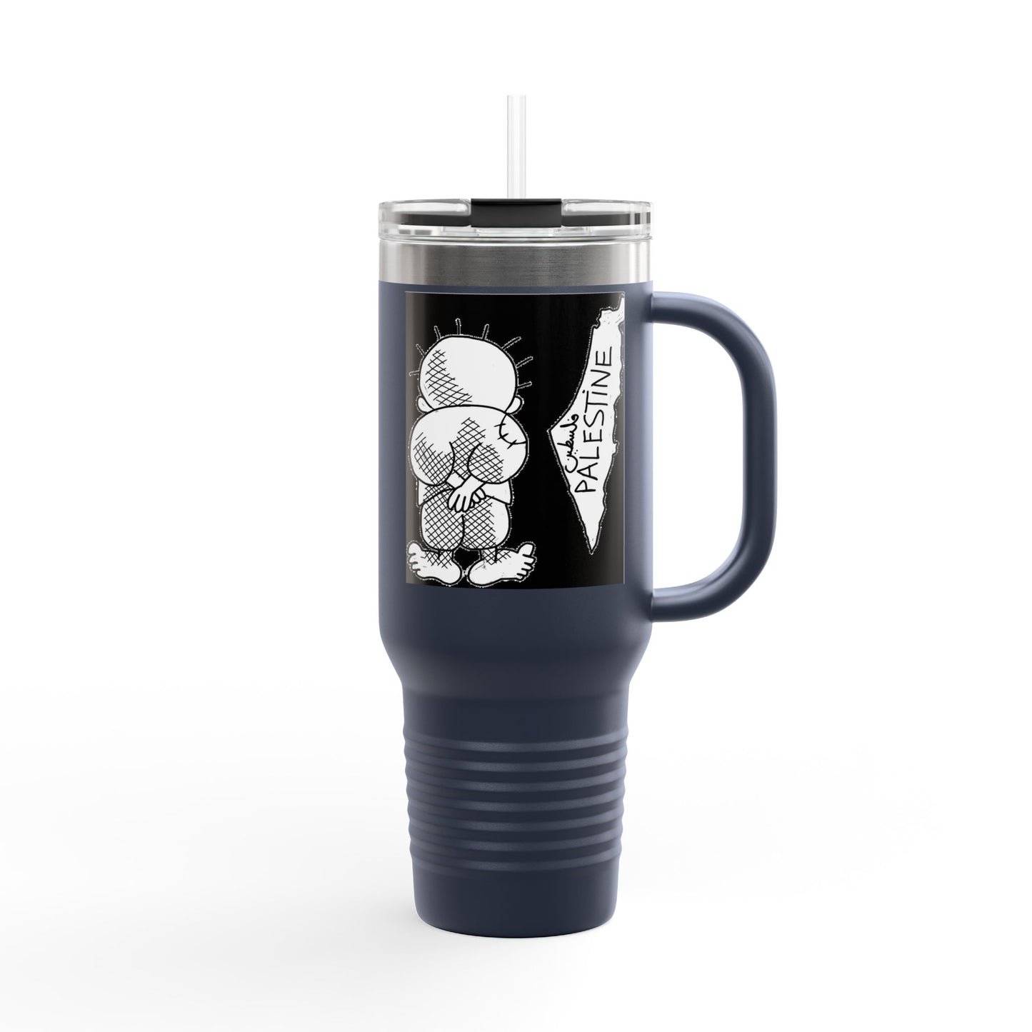 Handala and Historic Palestine Map Resistance Travel Mug (40oz)