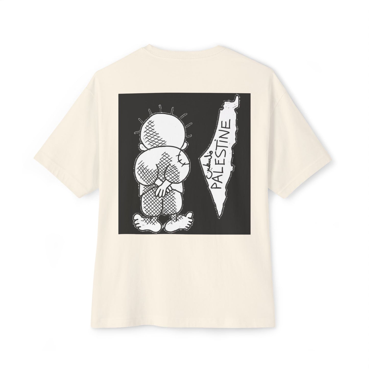 Unisex Oversized Boxy Tee with Palestine Design, Casual Streetwear, Comfortable Everyday Wear, Unique Graphic Tee, Gift for Activists