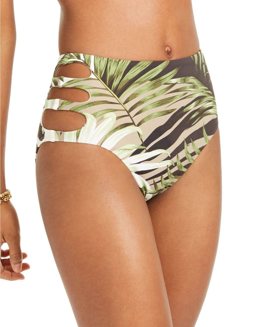 Bar III Womens Swimwear Large High-Waist Bikini Bottom Green L