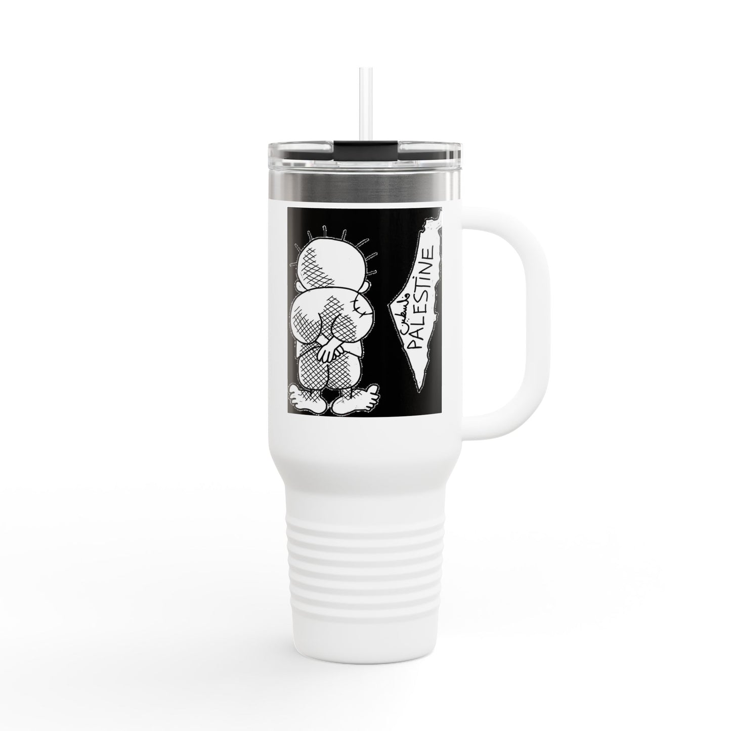 Handala and Historic Palestine Map Resistance Travel Mug (40oz)