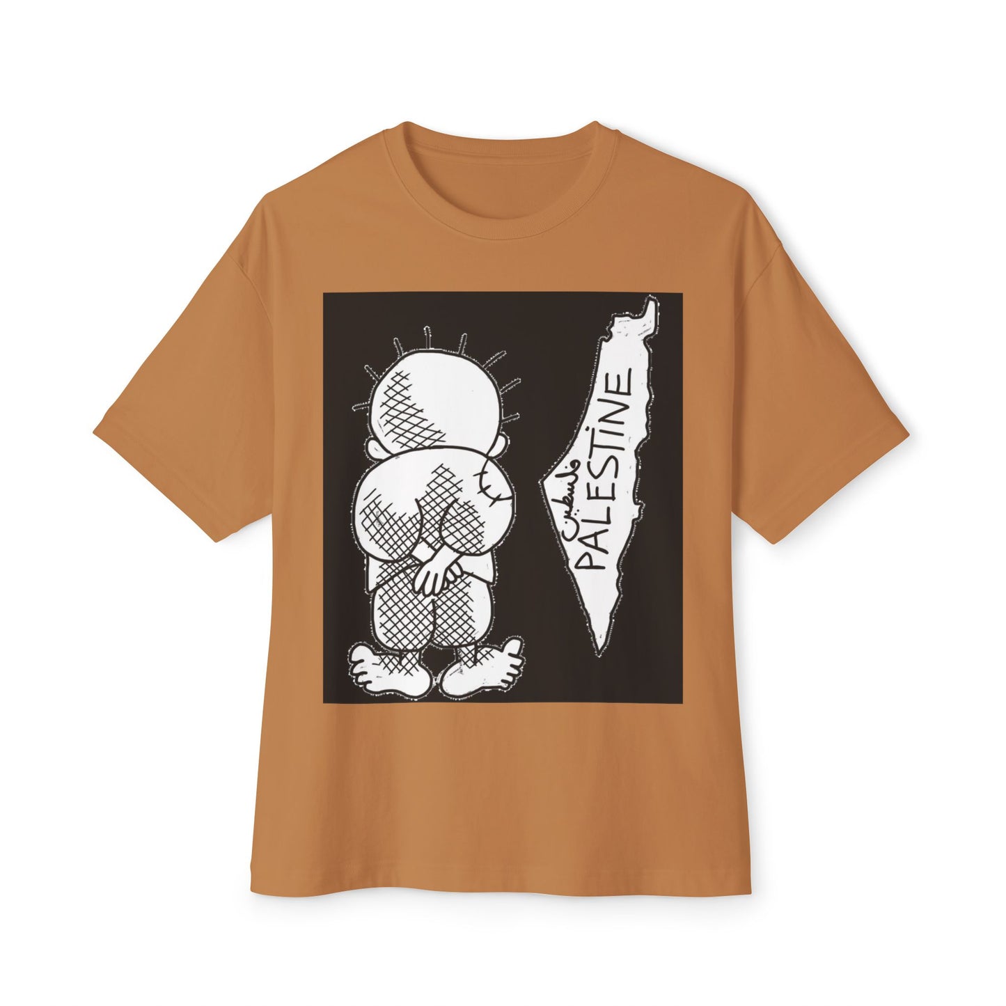 Unisex Oversized Boxy Tee with Palestine Design, Casual Streetwear, Comfortable Everyday Wear, Unique Graphic Tee, Gift for Activists