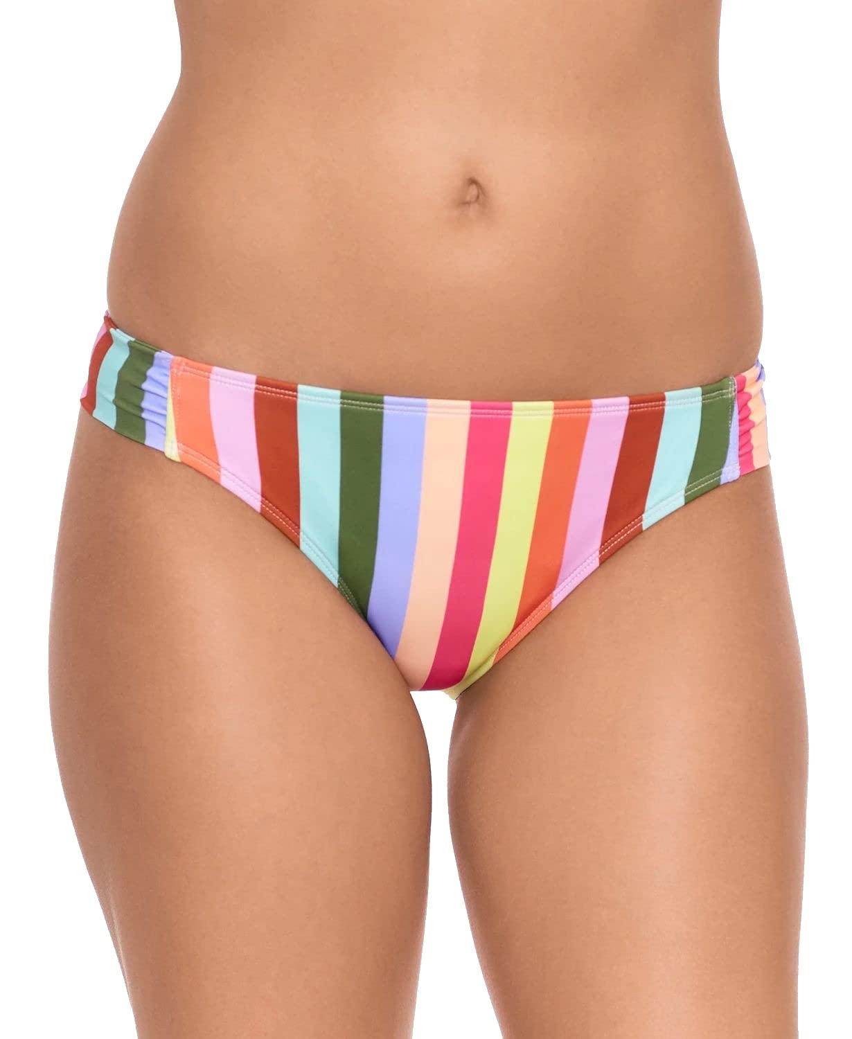 Salt + Cove Women Swimwear Small Cabana Stripes Tab-Side Hipster Pink S