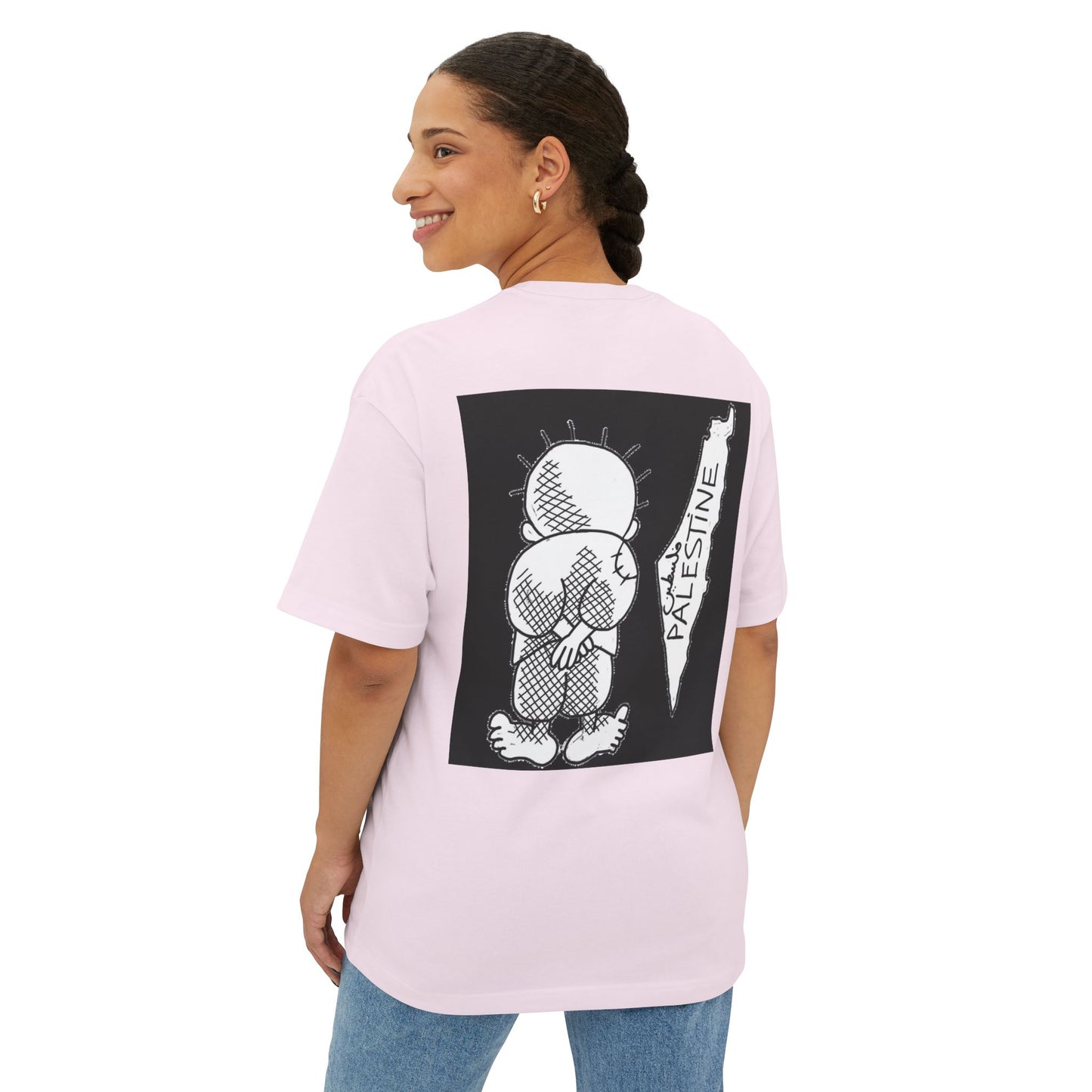 Unisex Oversized Boxy Tee with Palestine Design, Casual Streetwear, Comfortable Everyday Wear, Unique Graphic Tee, Gift for Activists