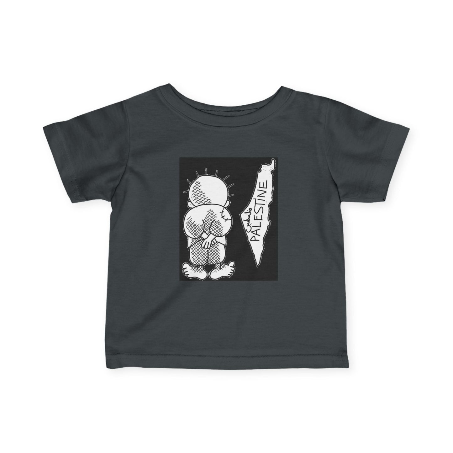 Infant Tee, Handala & Historic Palestine Map Resistance T-Shirt for Babies, Toddler Clothes, Kids Apparel, Baby Shower Gift, Palestinian