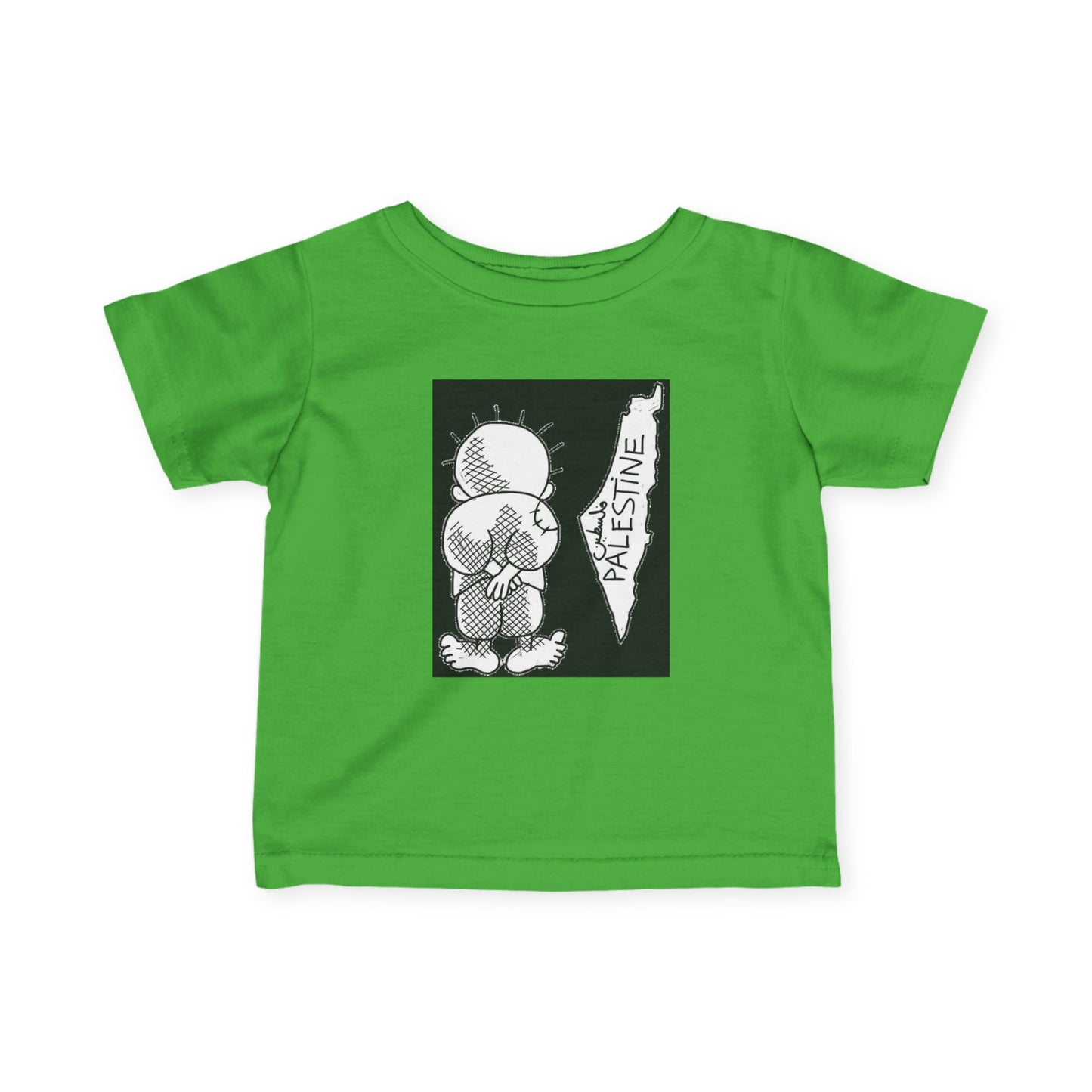 Infant Tee, Handala & Historic Palestine Map Resistance T-Shirt for Babies, Toddler Clothes, Kids Apparel, Baby Shower Gift, Palestinian