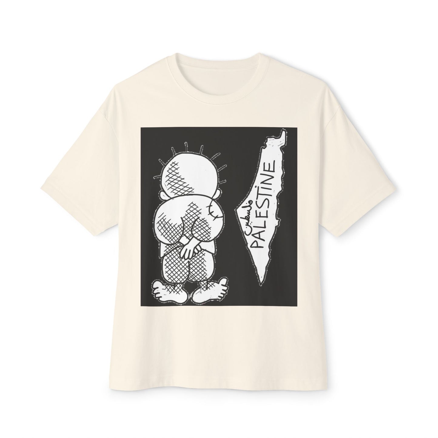 Unisex Oversized Boxy Tee with Palestine Design, Casual Streetwear, Comfortable Everyday Wear, Unique Graphic Tee, Gift for Activists