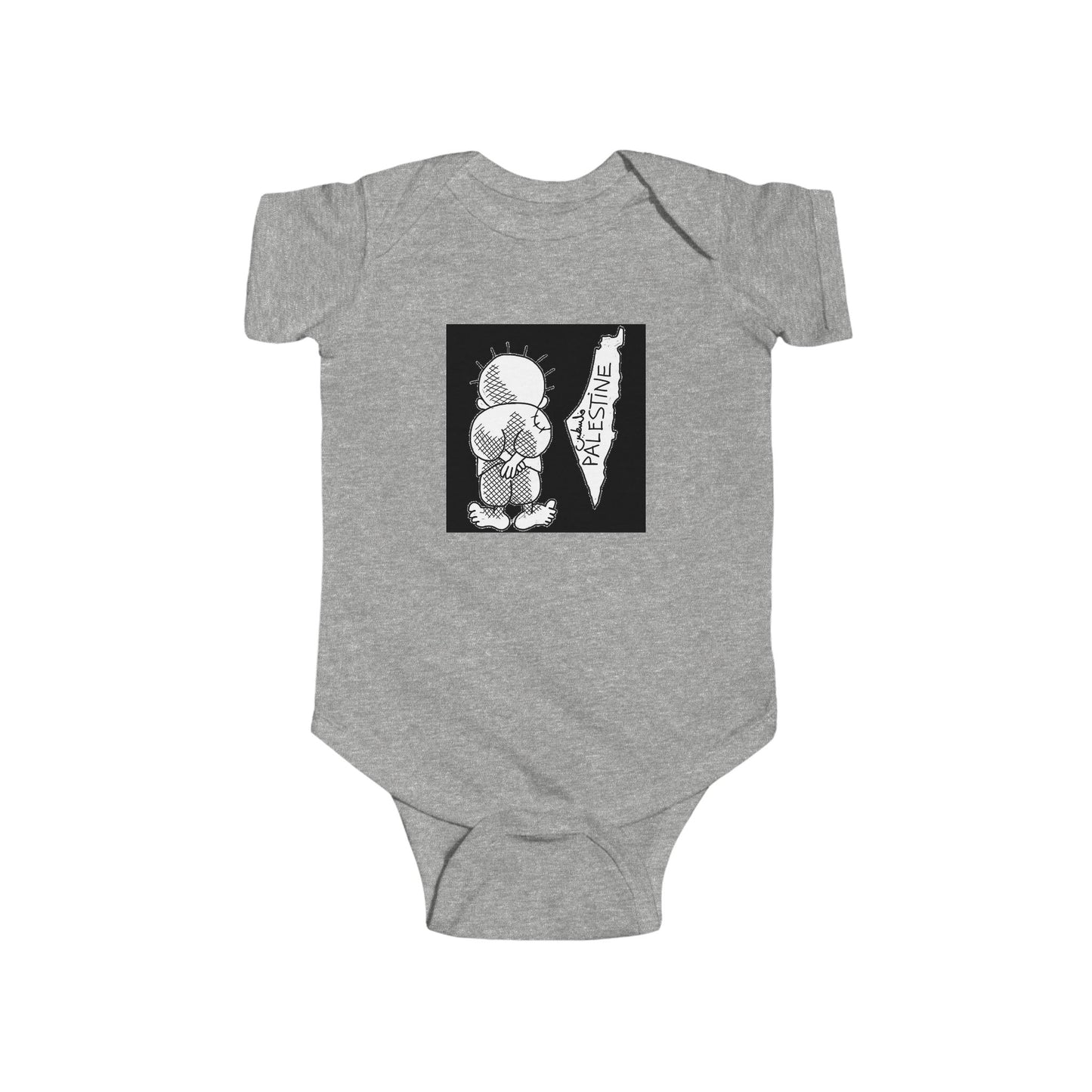 Infant Bodysuit, Handala & Historic Palestine Map, Statement of Resistance, Hope, Exiled, Identity, Dignity, Holiday Gift