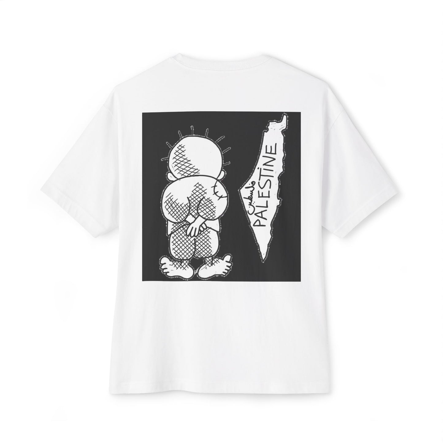 Unisex Oversized Boxy Tee with Palestine Design, Casual Streetwear, Comfortable Everyday Wear, Unique Graphic Tee, Gift for Activists