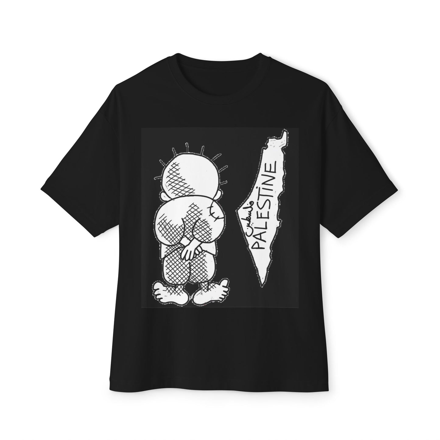 Unisex Oversized Boxy Tee with Palestine Design, Casual Streetwear, Comfortable Everyday Wear, Unique Graphic Tee, Gift for Activists
