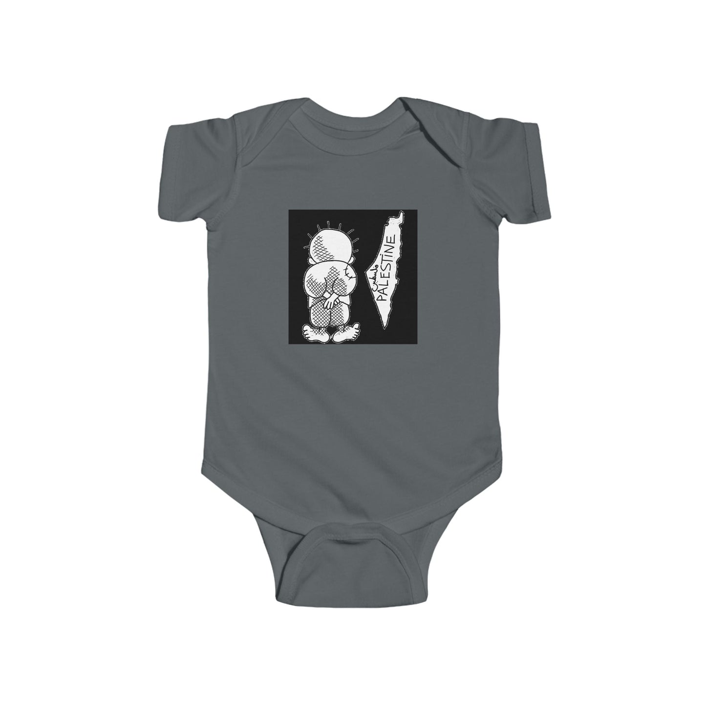 Infant Bodysuit, Handala & Historic Palestine Map, Statement of Resistance, Hope, Exiled, Identity, Dignity, Holiday Gift