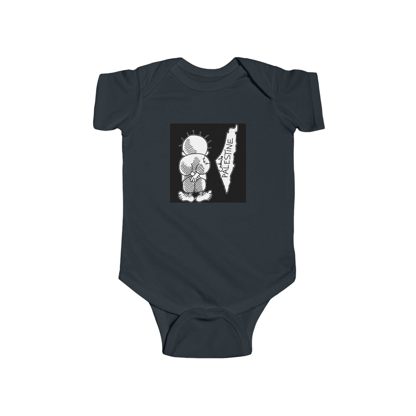 Infant Bodysuit, Handala & Historic Palestine Map, Statement of Resistance, Hope, Exiled, Identity, Dignity, Holiday Gift
