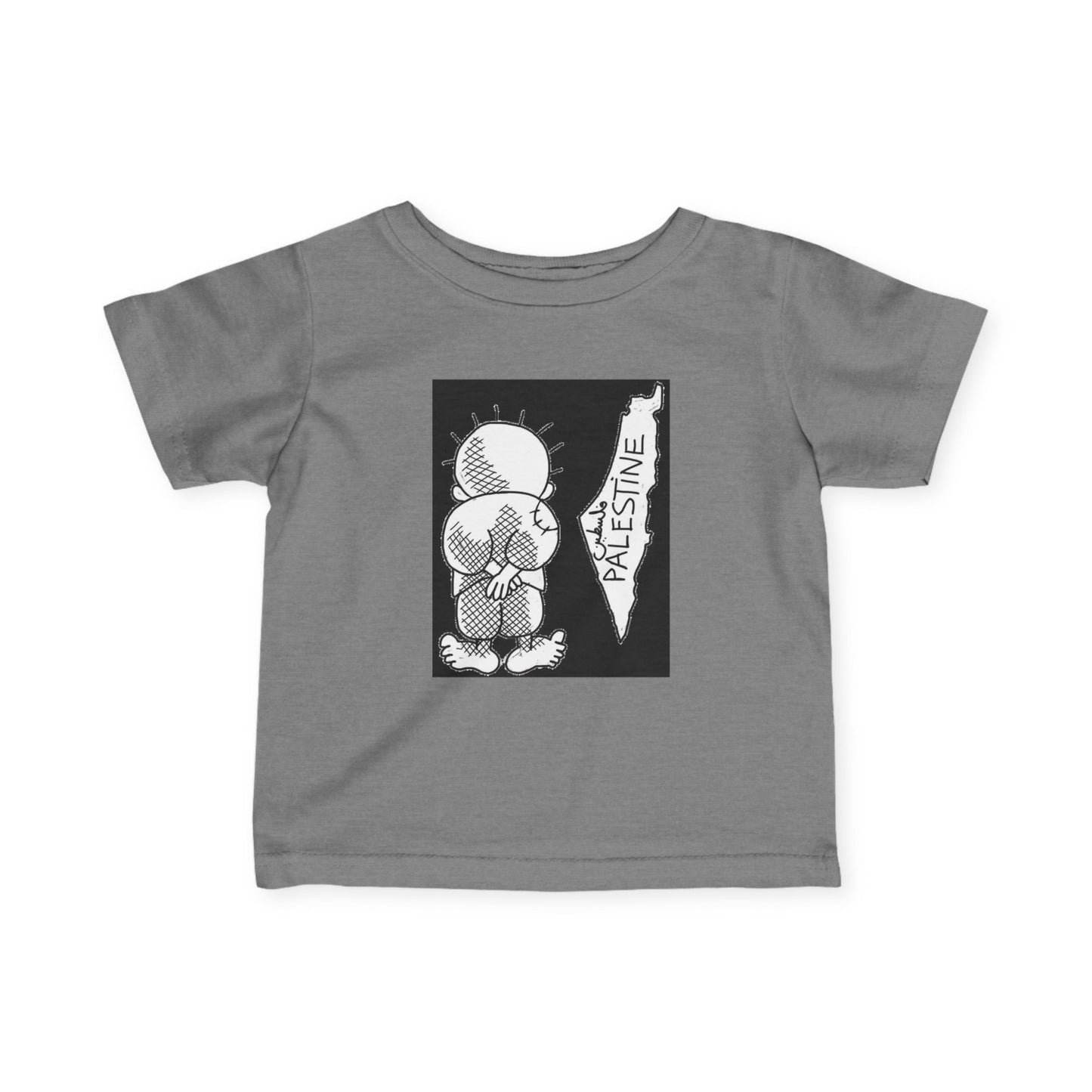 Infant Tee, Handala & Historic Palestine Map Resistance T-Shirt for Babies, Toddler Clothes, Kids Apparel, Baby Shower Gift, Palestinian