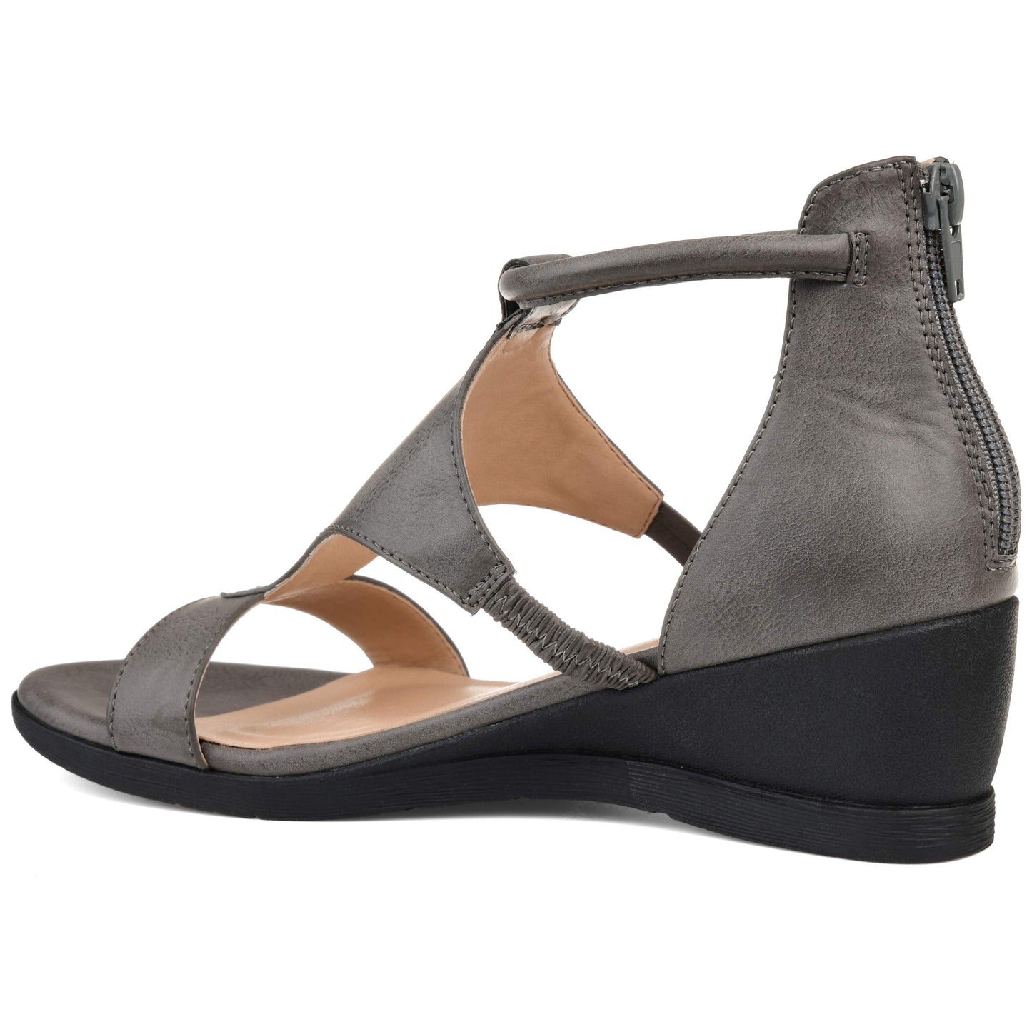 Brinley Co. Womens Caged Sandal Wedge Grey, 5.5 Regular US