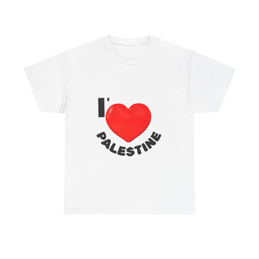 I Love Palestine Unisex Heavy Cotton Tee, Supportive Tee, Casual Wear, Gift for Activists, Cultural Pride Shirt