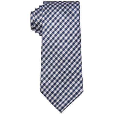 Tommy Hilfiger Men's Classic Design Gingham Check Tie Navy Blue Necktie