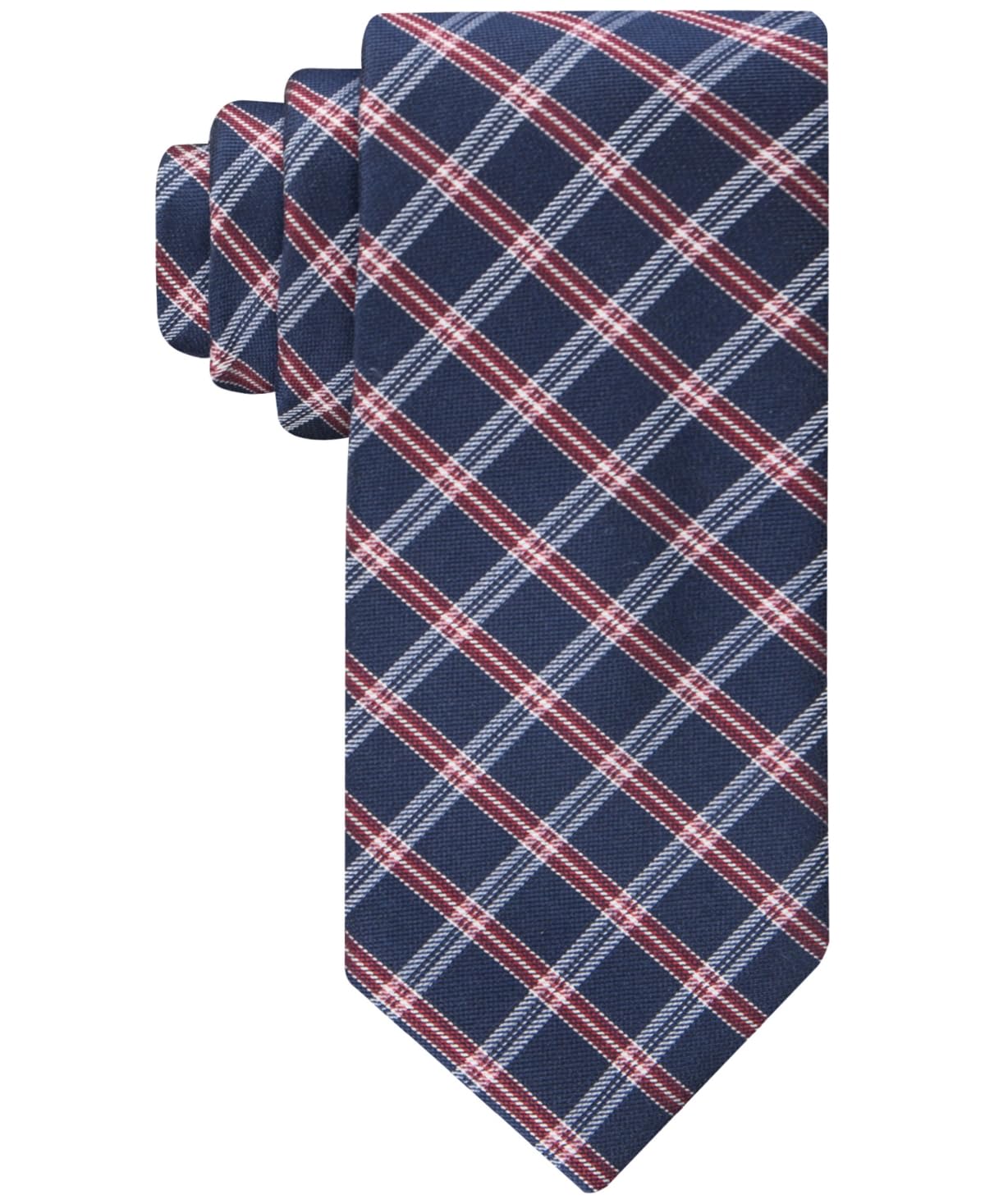 Tommy Hilfiger Men's Necktie Classic Check Tie Navy Red
