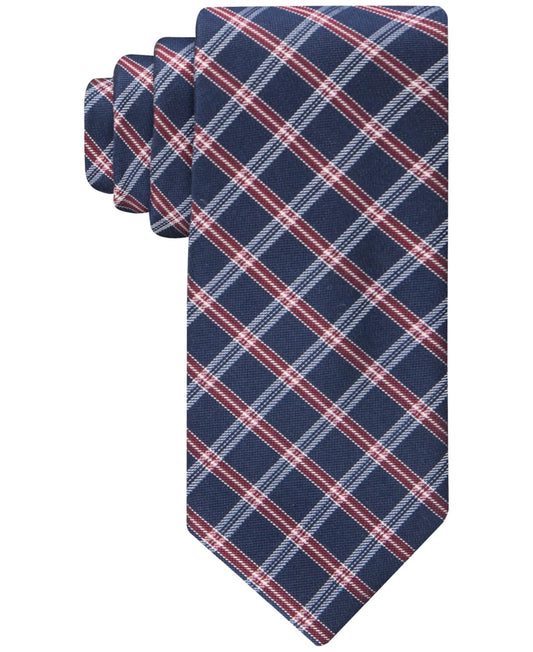 Tommy Hilfiger Men's Necktie Classic Check Tie Navy Red