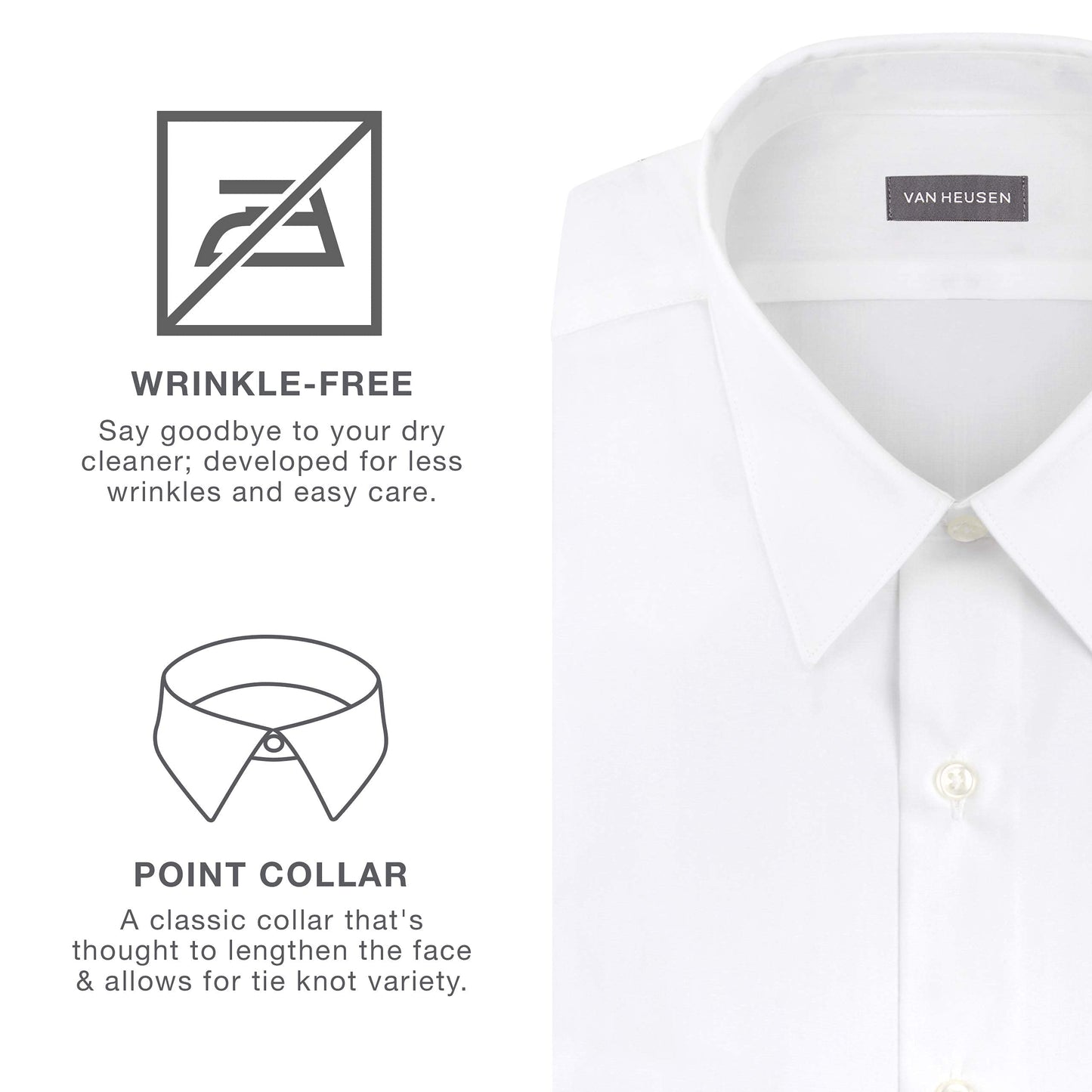 Van Heusen Men's Short Sleeve Dress Shirt Regular Fit Poplin Solid