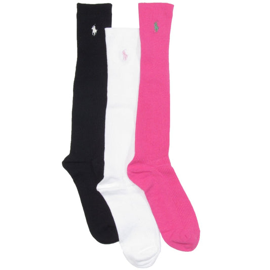 Polo Girls Knee High Ribbed Socks with Polo Player (4-12 Years) Assorted, 12-3 Shoe/ 8-9.5 Sock (Toddler/Kids)