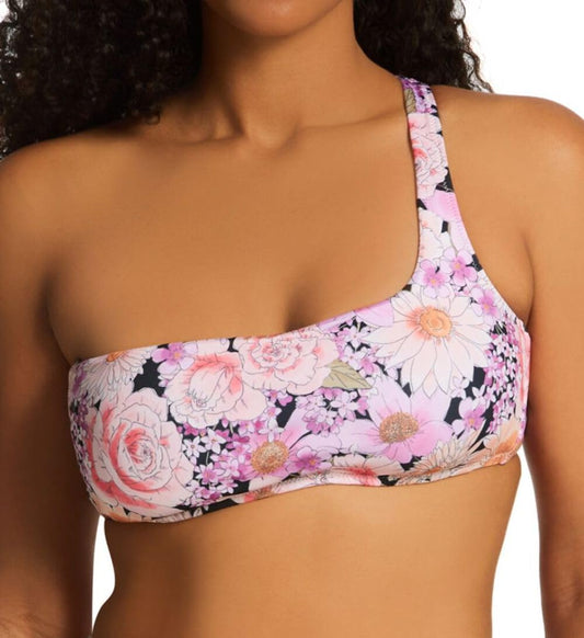 Sanctuary Womens Floral One Shoulder Bikini Swim top