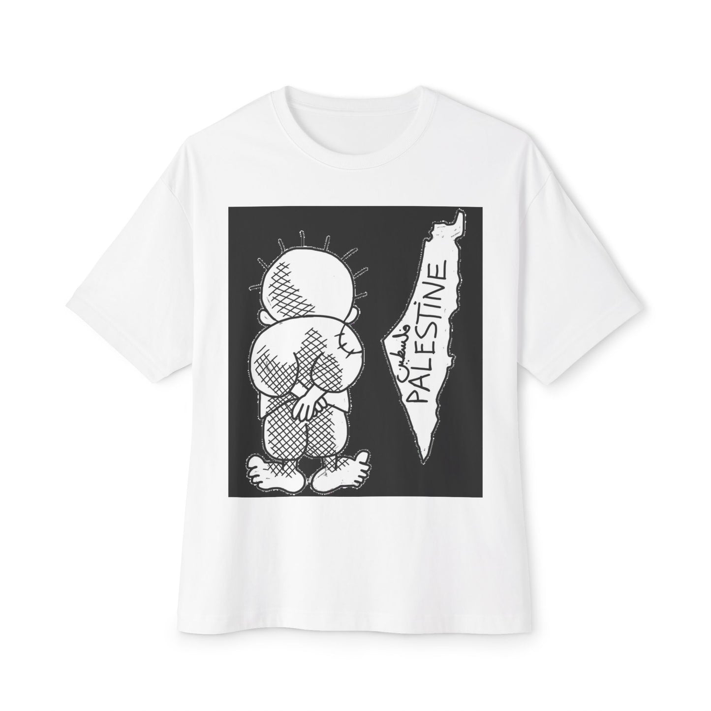Unisex Oversized Boxy Tee with Palestine Design, Casual Streetwear, Comfortable Everyday Wear, Unique Graphic Tee, Gift for Activists