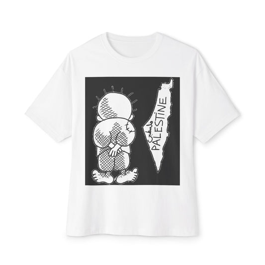 Unisex Oversized Boxy Tee with Palestine Design, Casual Streetwear, Comfortable Everyday Wear, Unique Graphic Tee, Gift for Activists