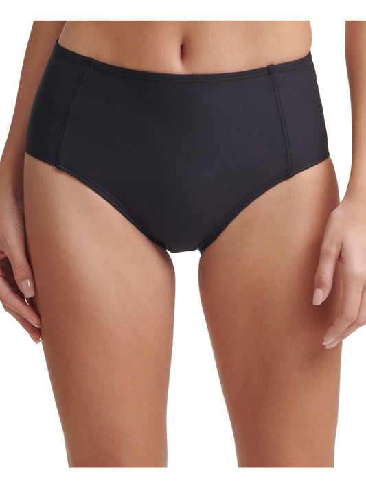 DKNY Women's Black Stretch Seaming at Front Lined Full Coverage High Waisted Swimsuit Bottom XL
