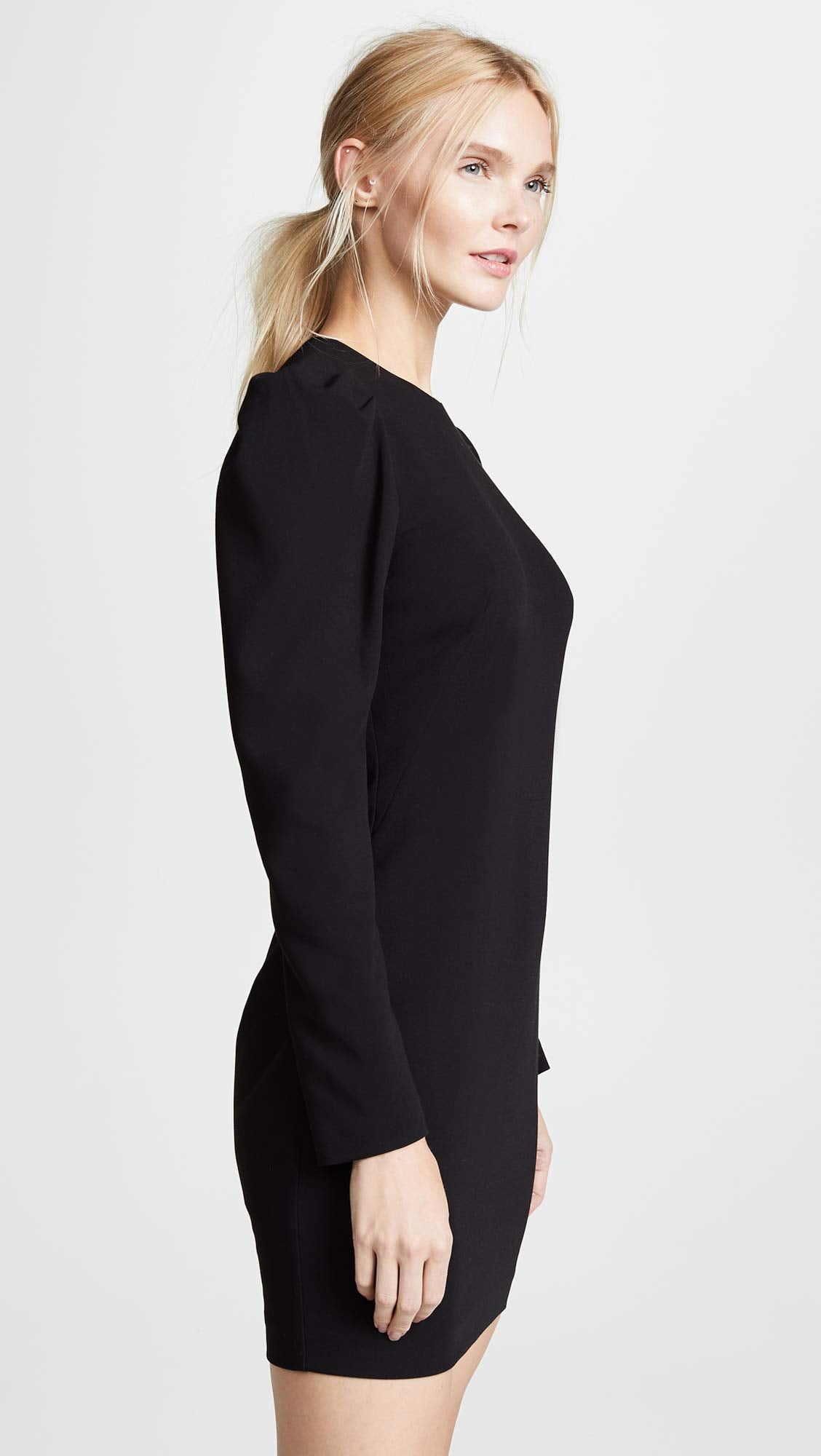 Black Halo Womens Hadley A Line Puff Sleeves Mini Dress Black 4