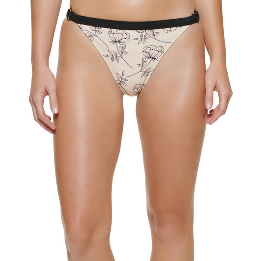 Calvin Klein Womens Floral Print Bikini Swim Bottom Separates Beige S