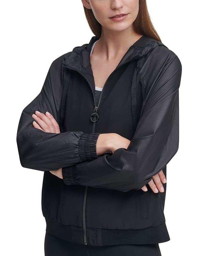 Calvin Klein Performance Women's Shine-Blocked Hooded Jacket-XX-Large