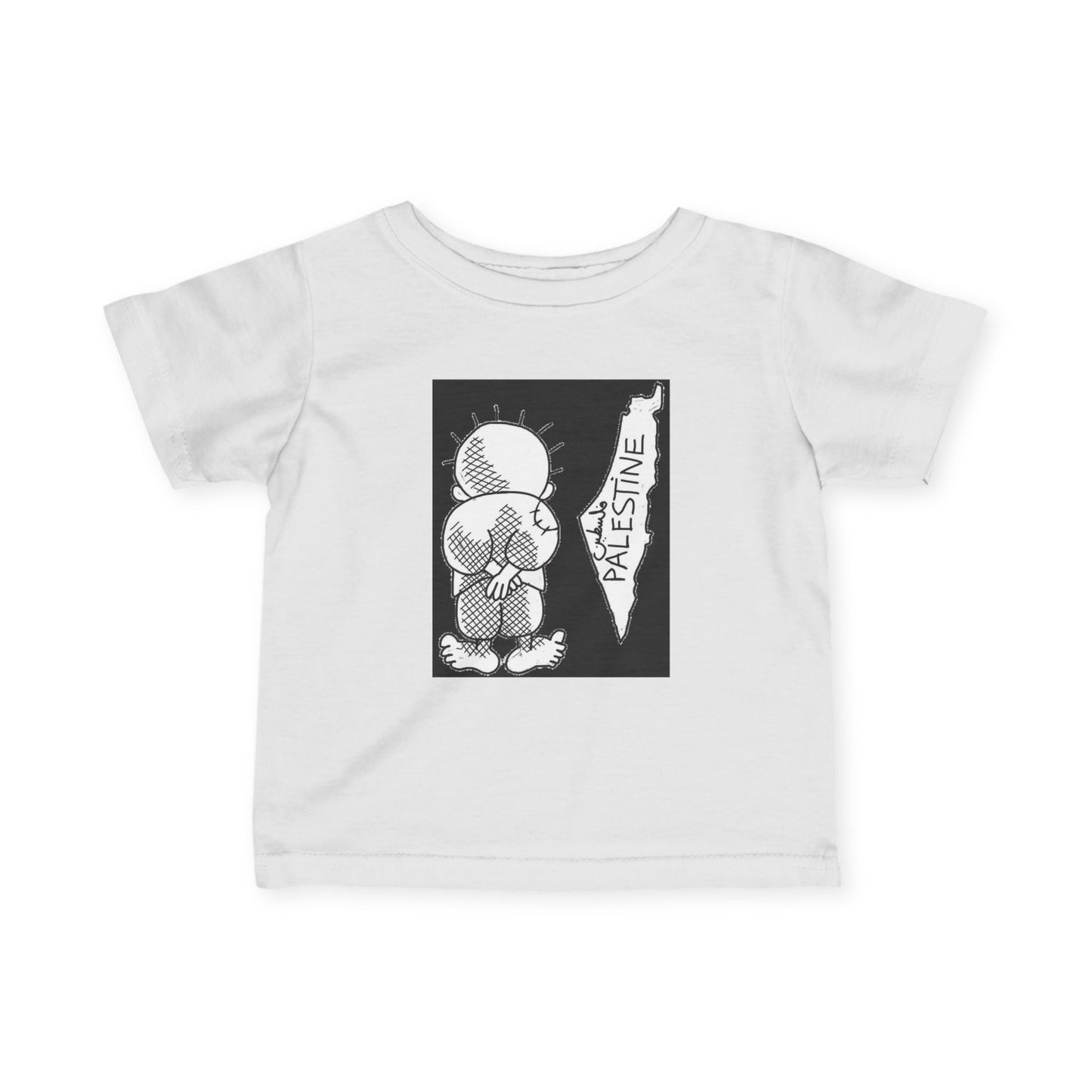 Infant Tee, Handala & Historic Palestine Map Resistance T-Shirt for Babies, Toddler Clothes, Kids Apparel, Baby Shower Gift, Palestinian
