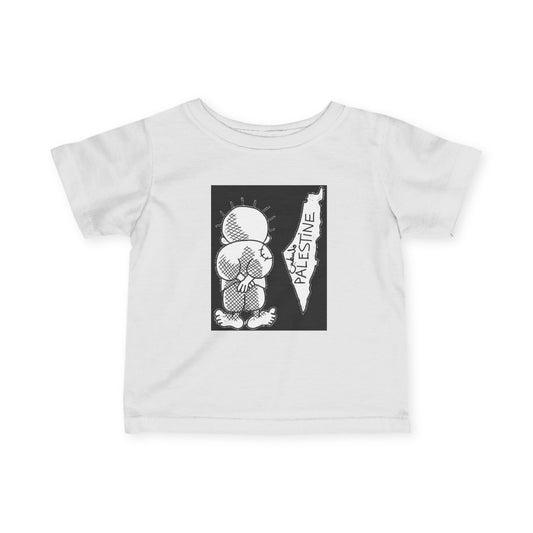 Infant Tee, Handala & Historic Palestine Map Resistance T-Shirt for Babies, Toddler Clothes, Kids Apparel, Baby Shower Gift, Palestinian