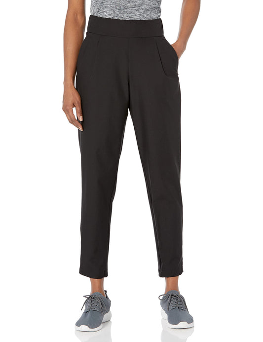 Calvin Klein Women's Front Pleat Tapered Trouser W/Smocked Back Waistband 27” Inseam