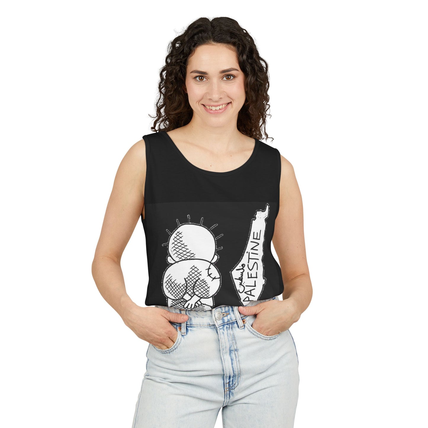 Handala Free Palestine Tank Top - Art is resistance, Unisex Shirt, Statement Tee, Activist Clothing, Political Graphic Tee, Protest Top