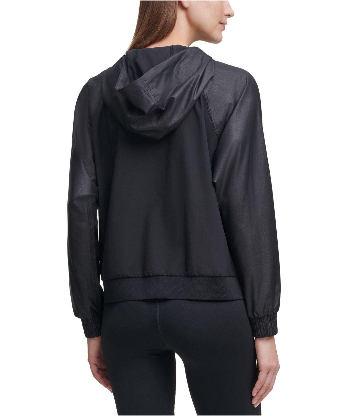 Calvin Klein Performance Women's Shine-Blocked Hooded Jacket-XX-Large