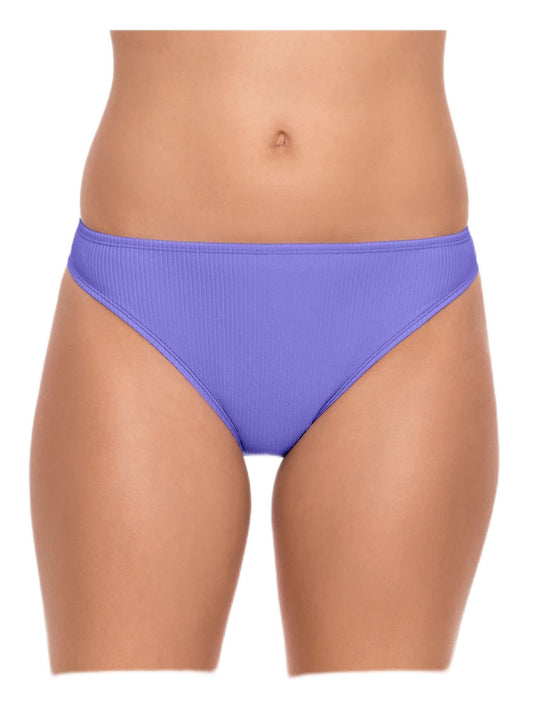 SALT + COVE Women's Purple Stretch Lined Moderate Coverage Ribbed Hipster Swimsuit Bottom M