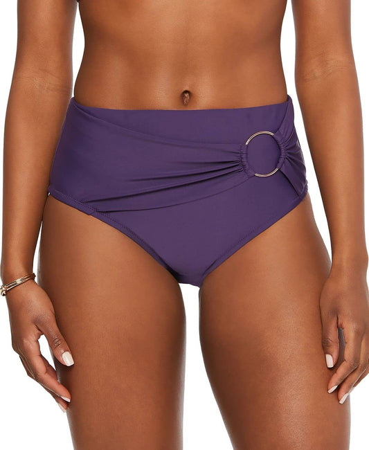 Bar III Womens Bikini Bottoms Medium Ring High Rise Purple M
