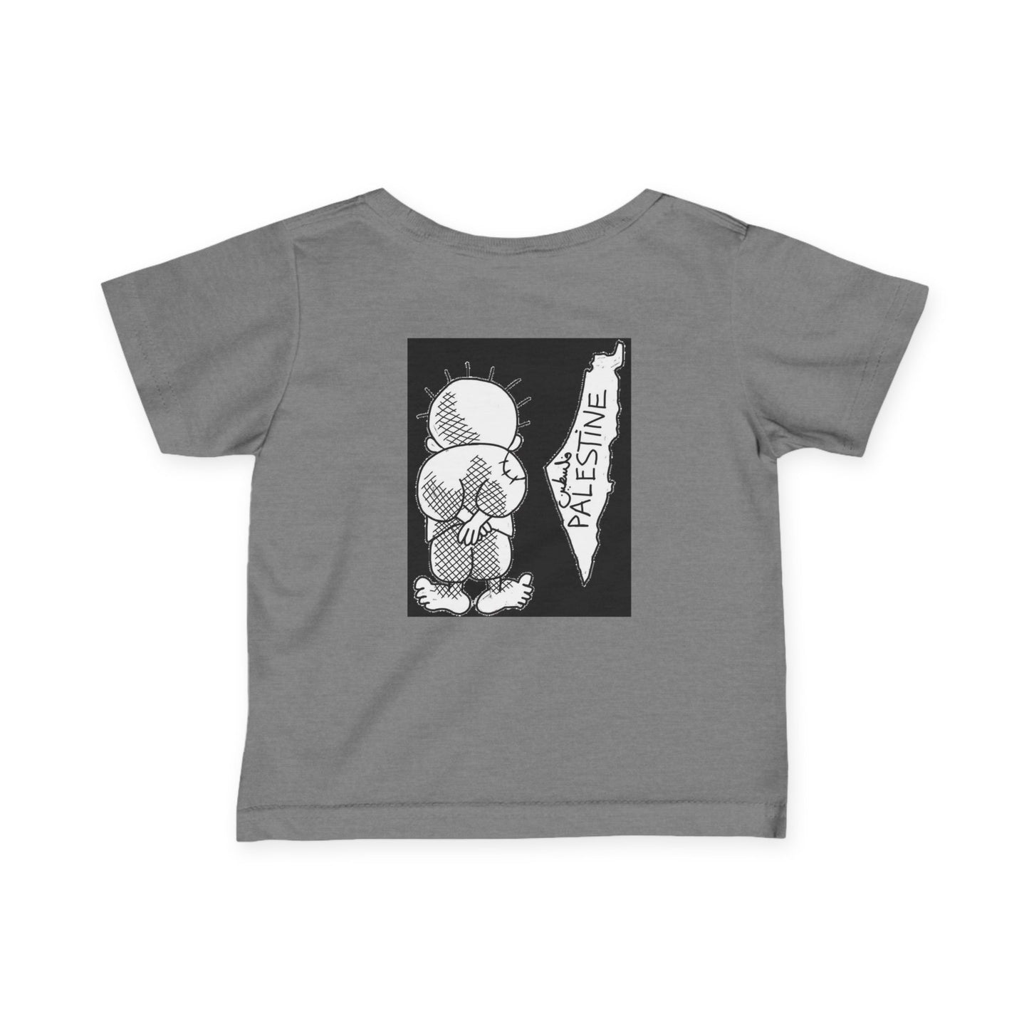 Infant Tee, Handala & Historic Palestine Map Resistance T-Shirt for Babies, Toddler Clothes, Kids Apparel, Baby Shower Gift, Palestinian
