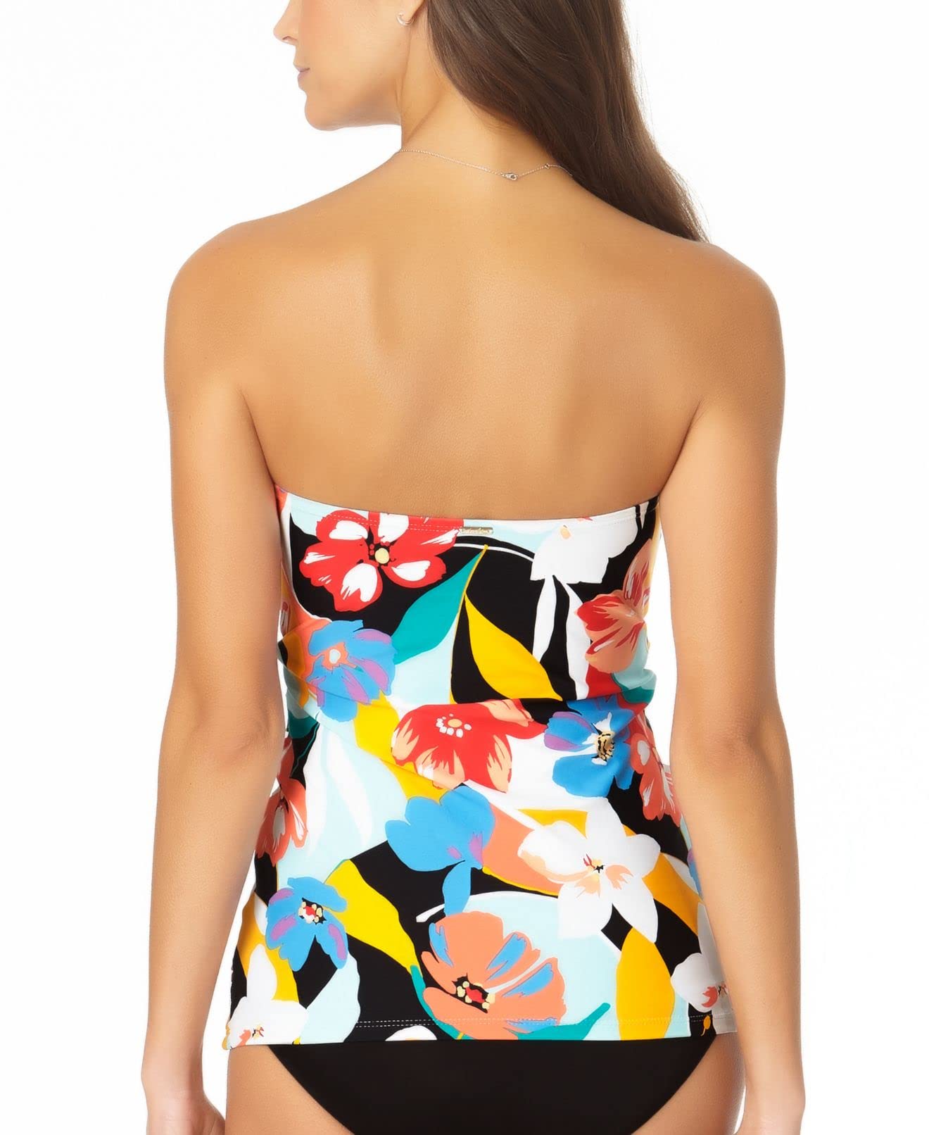 Anne Cole Women's Multi Color Tropical Print Stretch Lined Twist Front Molded Cup Bandini Swimsuit Top XL