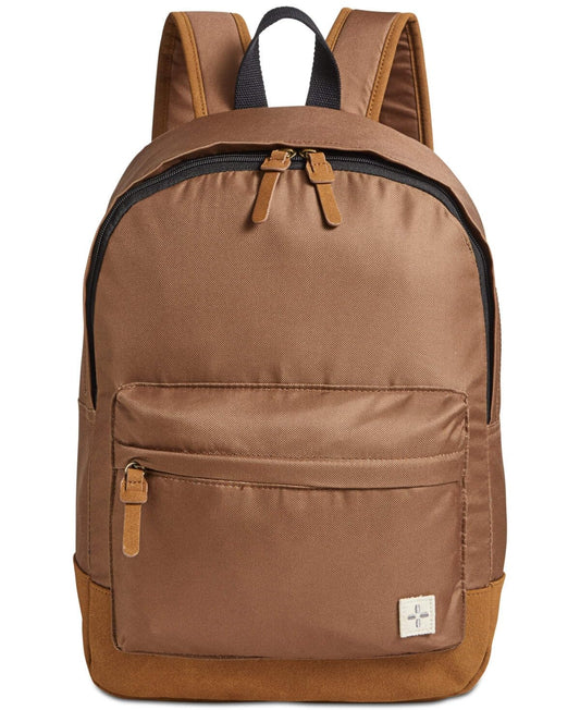 SUN STONE Mens Riley Canvas Colorblocked Backpack Tan O/S