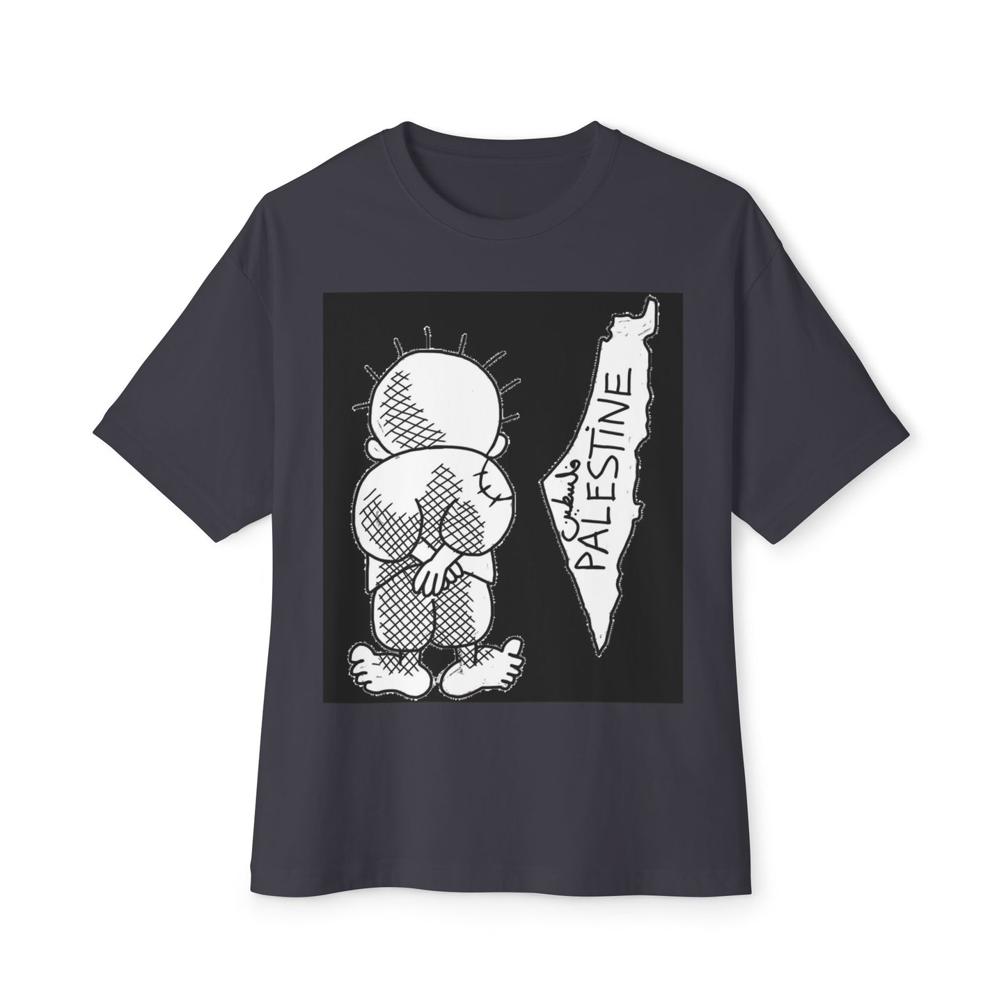 Unisex Oversized Boxy Tee with Palestine Design, Casual Streetwear, Comfortable Everyday Wear, Unique Graphic Tee, Gift for Activists