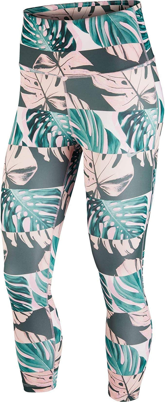 Nike Dry Women's Botanical Print Fast Crop Tight fit Leggings CJ2162 654 Size Small