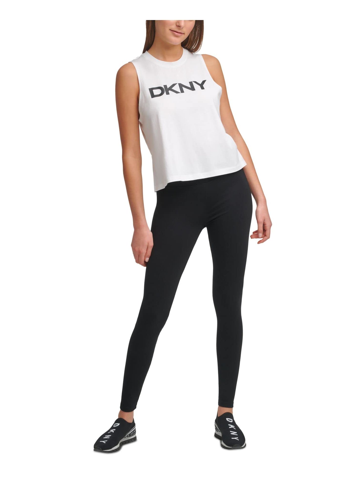 DKNY Sport Women's Cotton Logo Tank Top (Small, White)