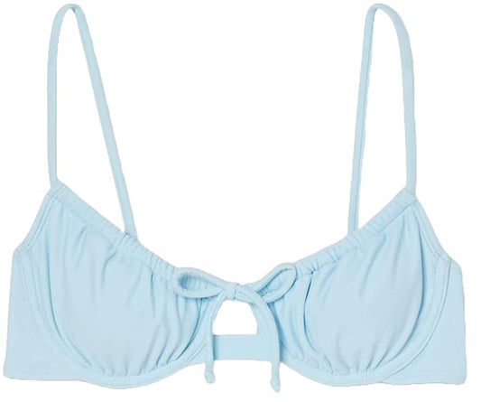 Xhilaration Women's Juniors' Shirred Underwire Bikini Top - (Medium, Light Blue)