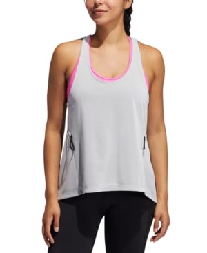 adidas Women's PrimeBlue AEROREADY Racerback Tank Top-L-Grey