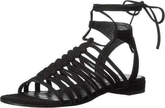 Stuart Weitzman Womens Knot Again Suede Lace-Up Flats Black 7 Medium (B,M)