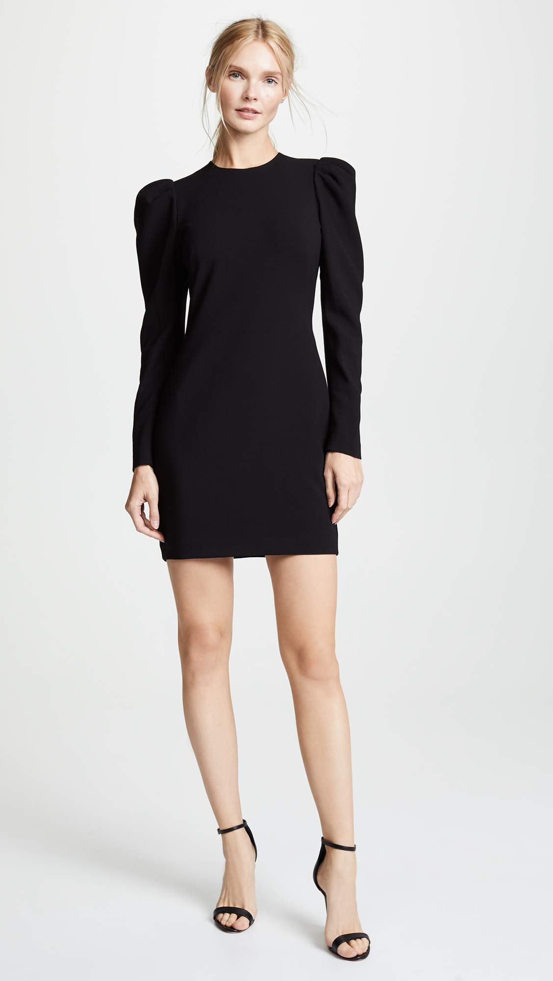 Black Halo Womens Hadley A Line Puff Sleeves Mini Dress Black 4