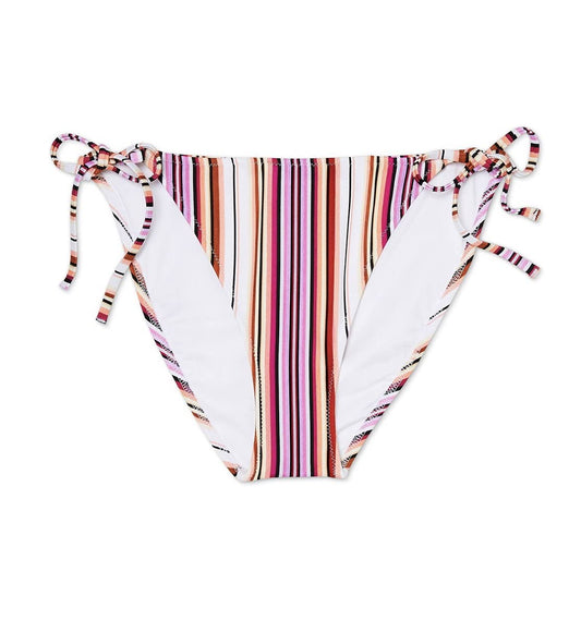Shade & Shore Women's Side-Tie Hipster Bikini Bottom (Pink & Purple Stripe, S)