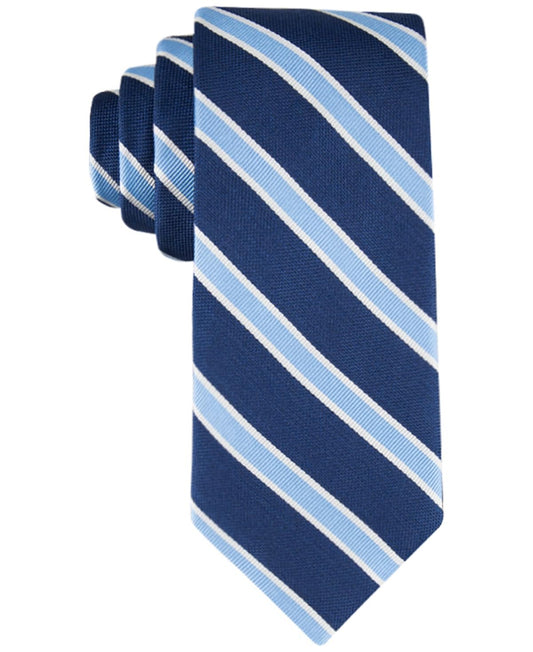 Tommy Hilfiger Mens Necktie Classic Stripe Navy Blue Tie